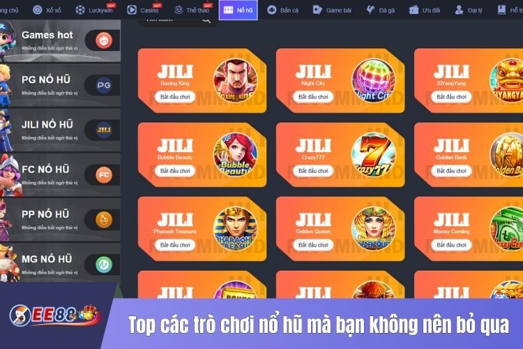 Top các trò chơi nổ hũ mà bạn không nên bỏ qua